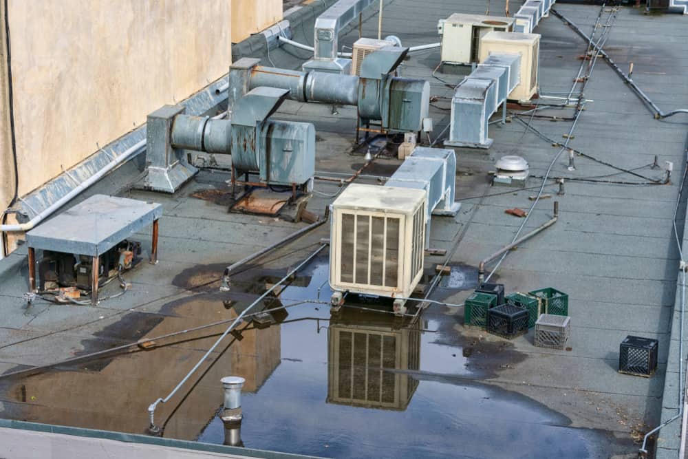 rooftop of commercial building causing a leak.